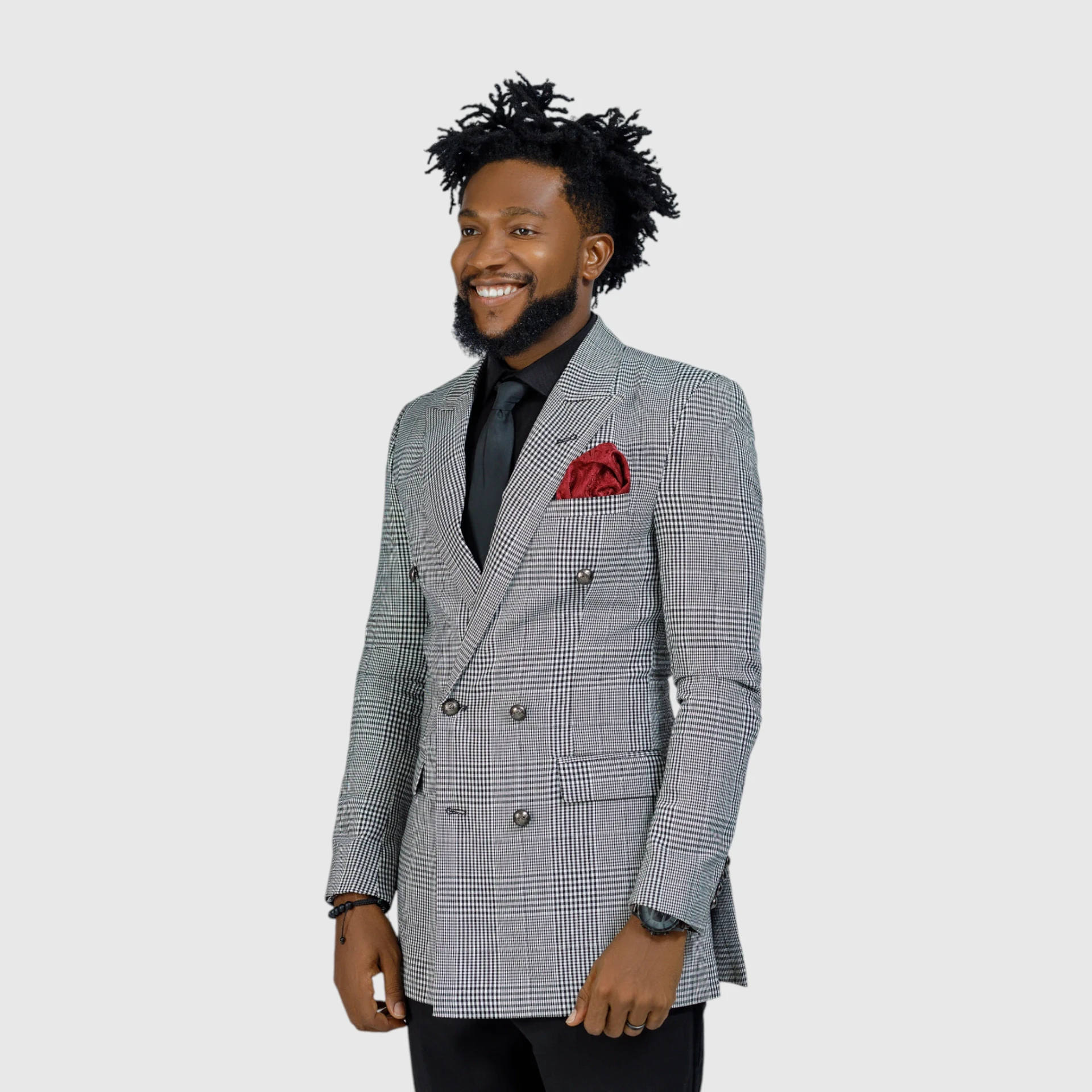 Black & White Check Wool Jacket — view 4