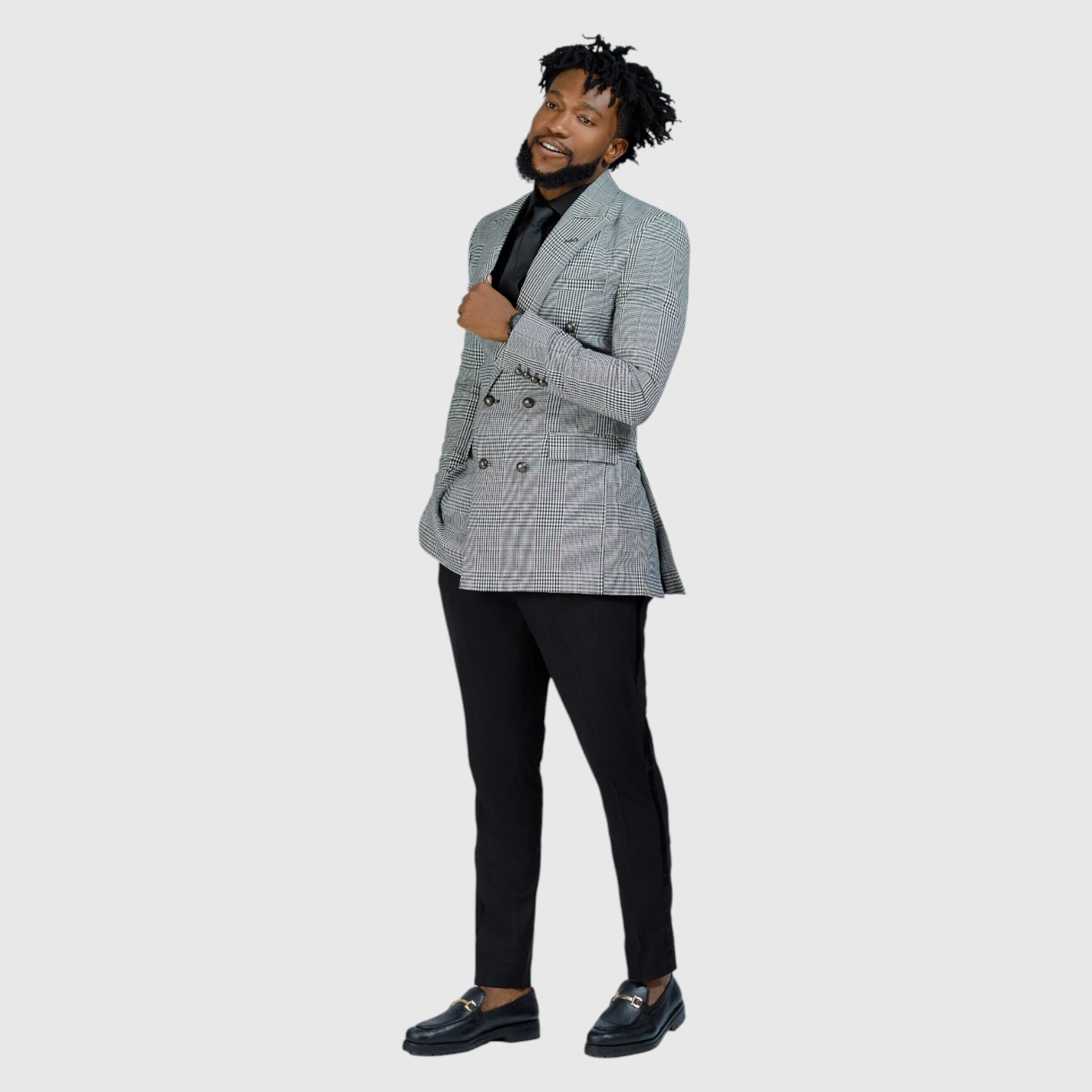 Black & White Check Wool Jacket — view 2