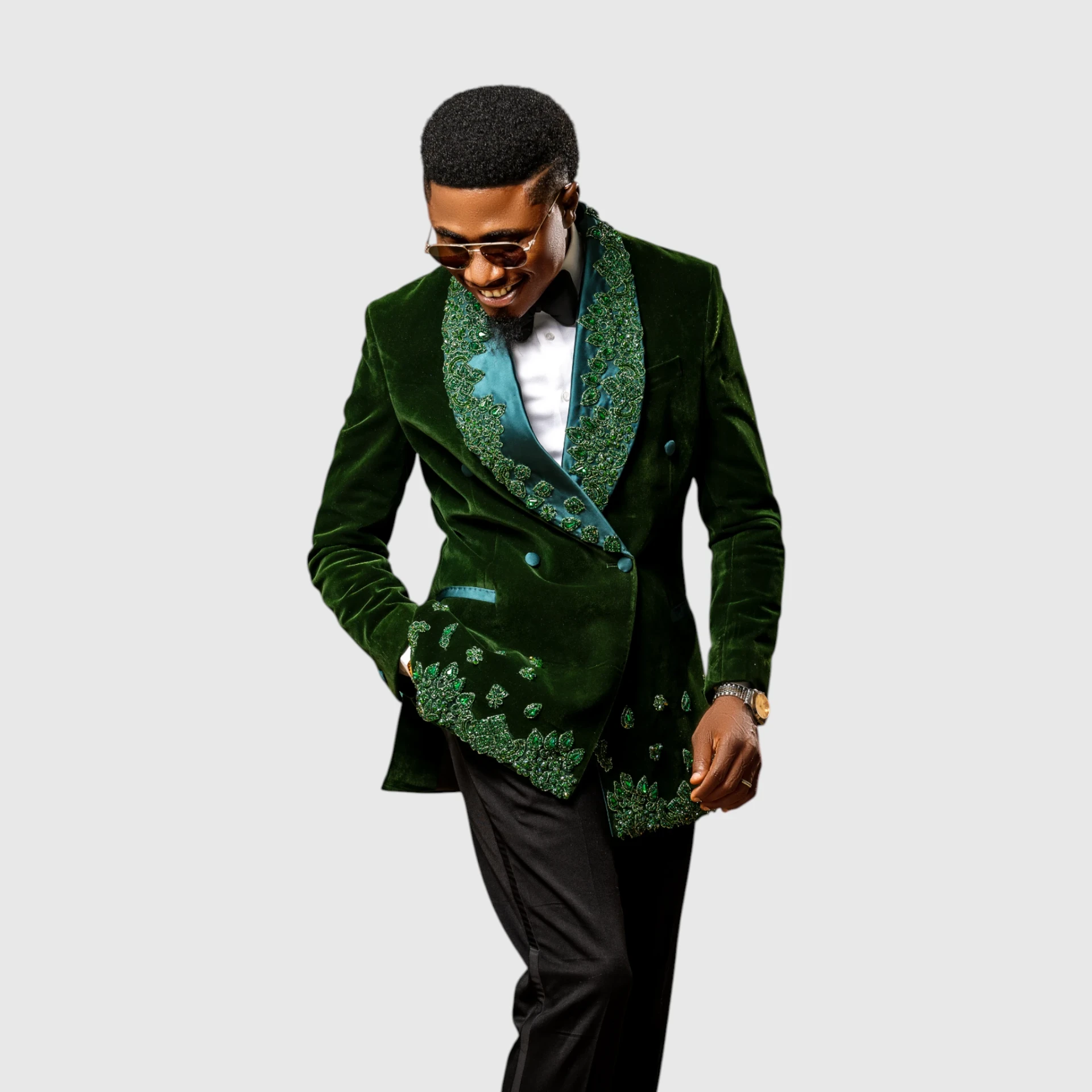 Emerald Green Velvet Tuxedo — view 4